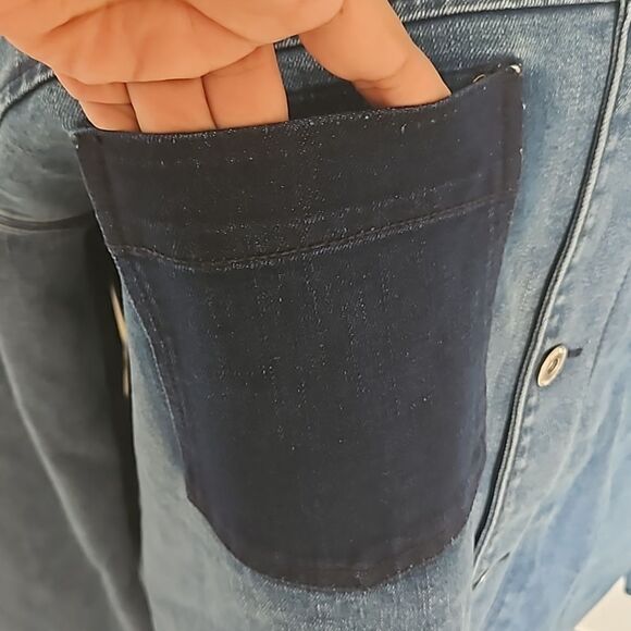 RW&CO. Men's Denim Button-Down Oversized Jean Shirt XL Dark Blue Washed - Picture 7 of 16